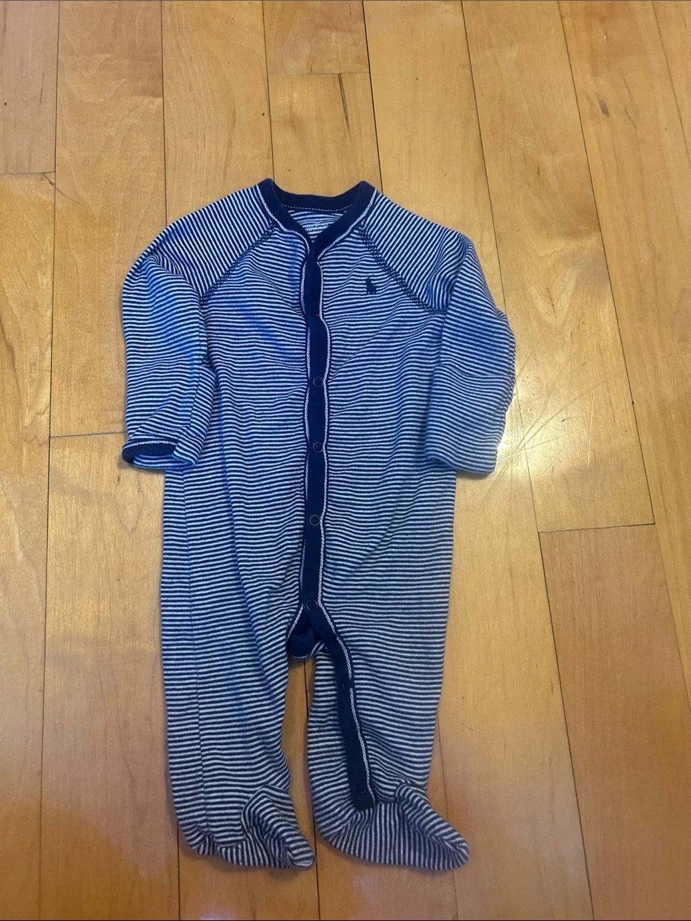 Ralph Lauren Navy and White Striped Baby One-Piece Romper 3m